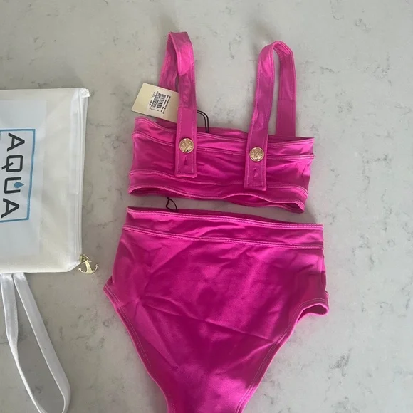 NWT High Waisted Hot Pink Swimsuit - Picture 2 of 6